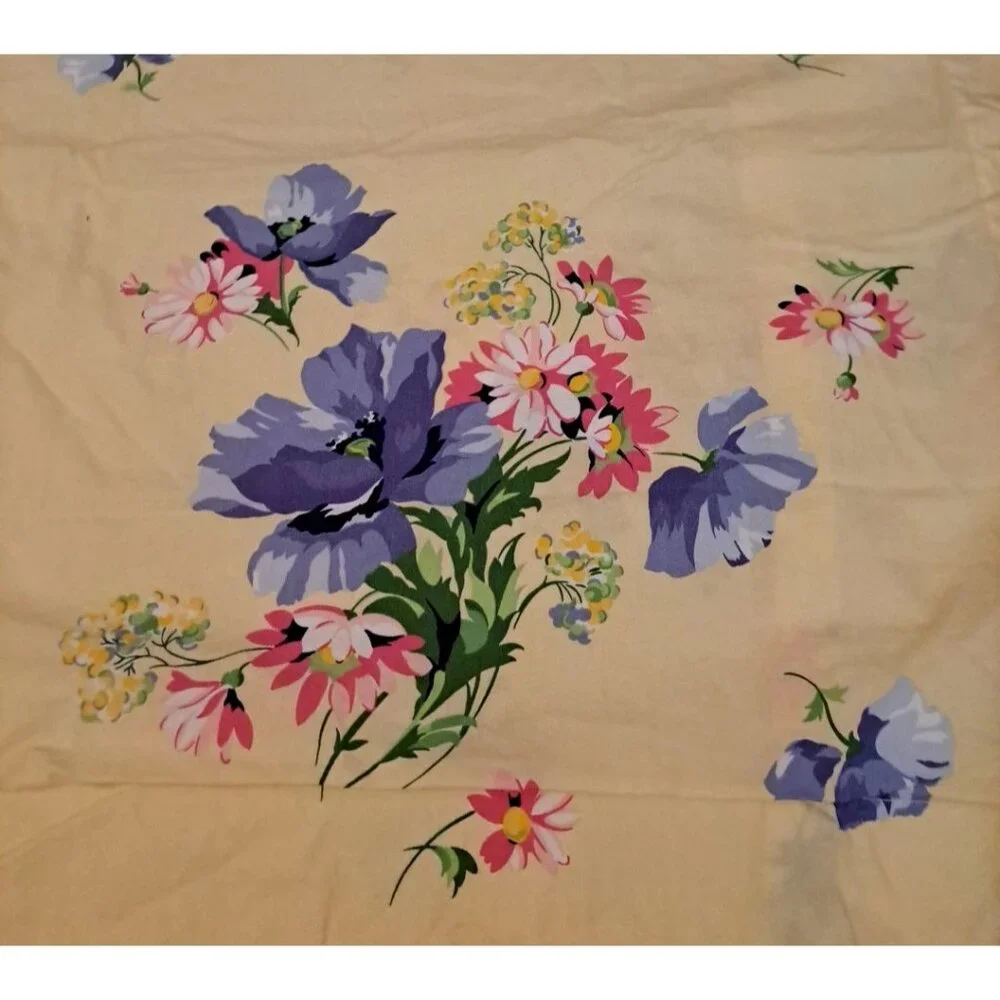 Pottery Barn Euro Pillow Sham Yellow Dahlia Flowers Square Cottage Cotton 25x25